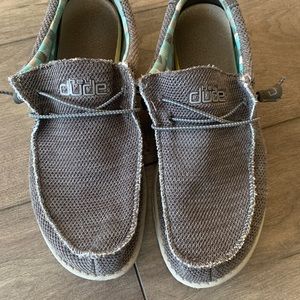 Used Charcoal Grey mens Hey Dudes Wally Shoes size 10
